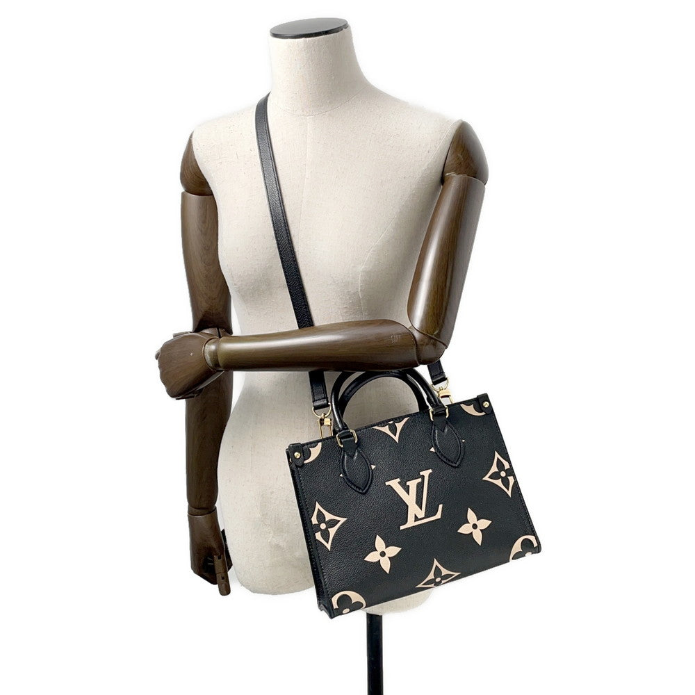 LOUIS VUITTON Onthego Noir/BeigeM45659 Bicolor Monogram Empreinte Leather Size PM