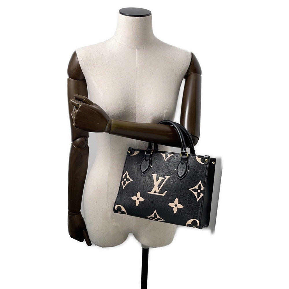 LOUIS VUITTON Onthego Noir/BeigeM45659 Bicolor Monogram Empreinte Leather Size PM