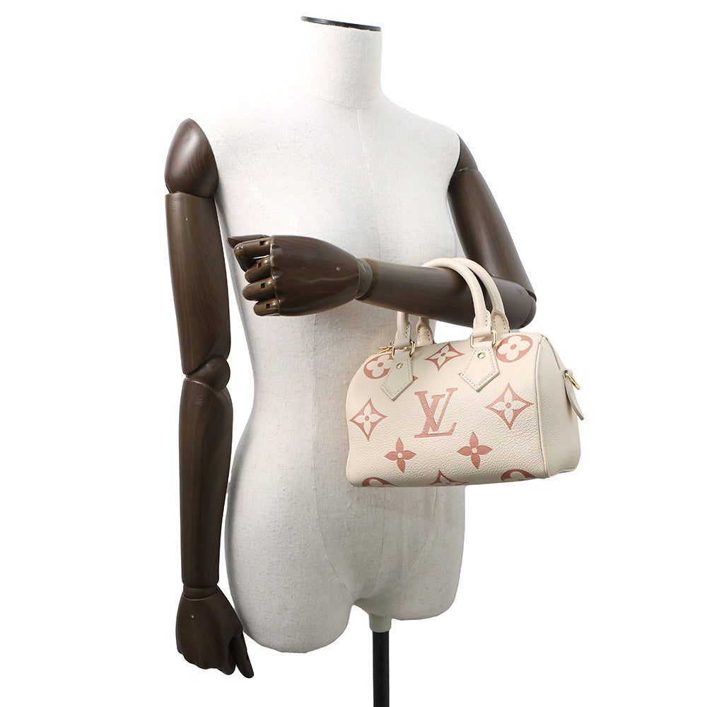LOUIS VUITTON Speedy Bandouliere Crème/Rose TrianoneM46397 Monogram Empreinte Leather Size 20