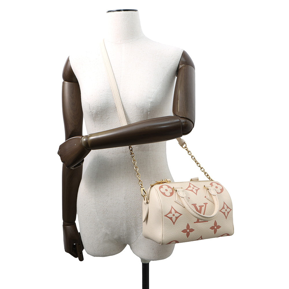 LOUIS VUITTON Speedy Bandouliere Crème/Rose TrianoneM46397 Monogram Empreinte Leather Size 20
