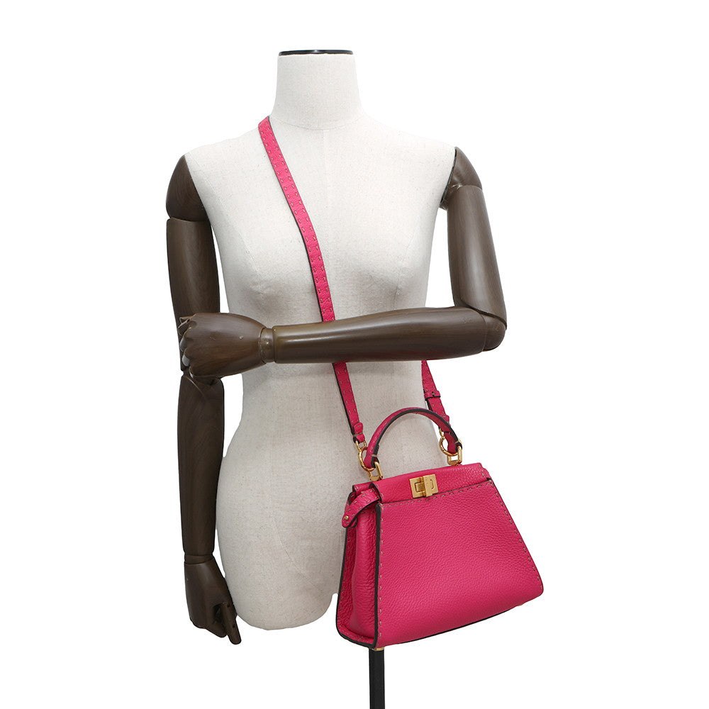 FENDI Selleria Peekaboo 2wayBag Pink8BN244 Leather Size Mini