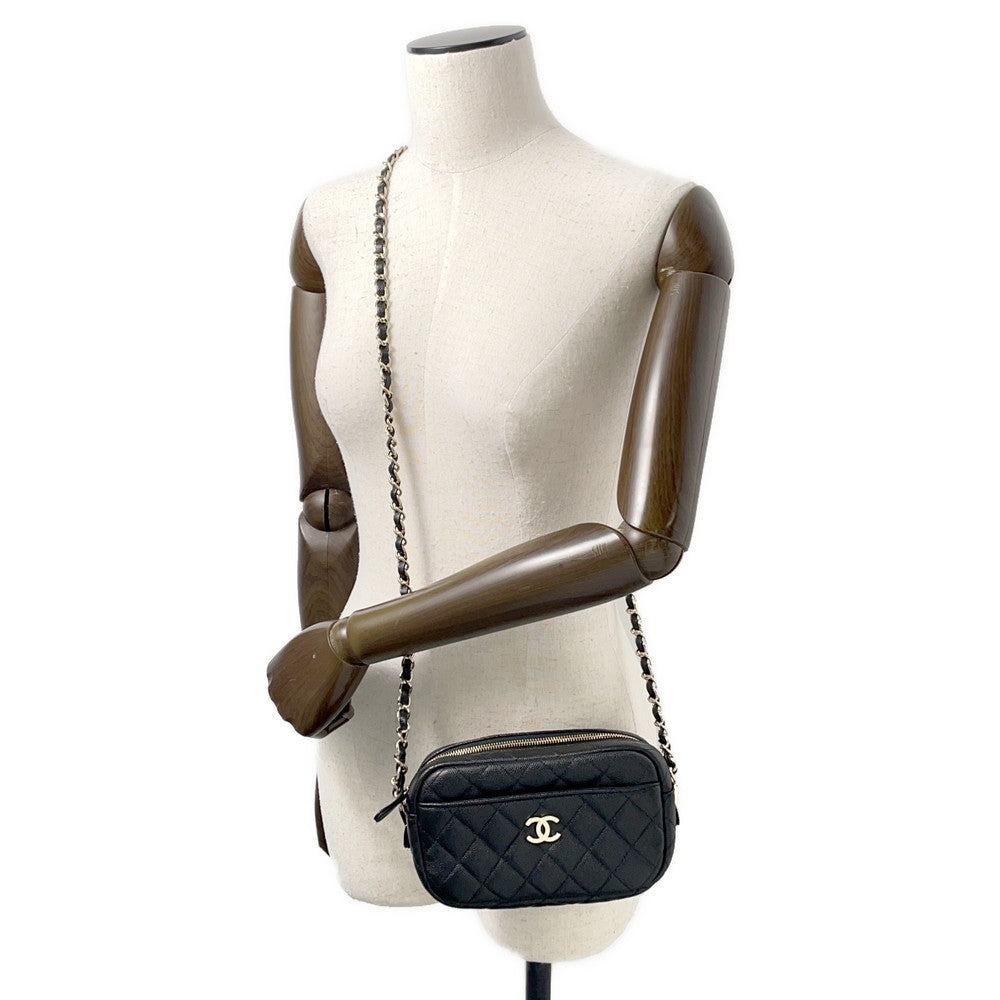 CHANEL Matelasse Camera Case ChainBag BlackA91796 Caviar Leather