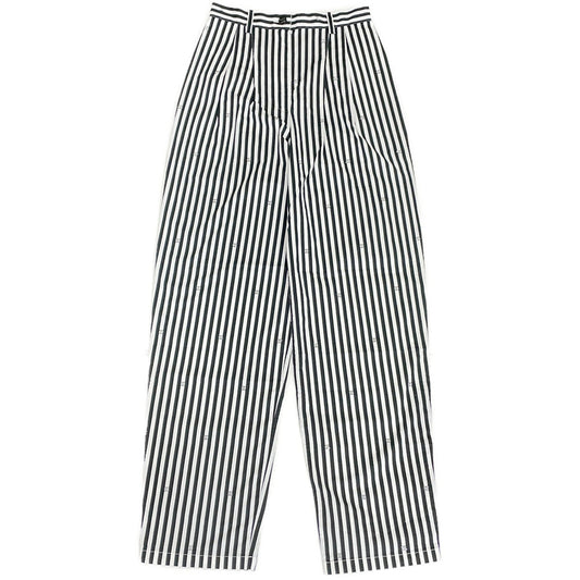 CHANEL Coco Beach Striped Pants Size 34 Black/WhiteP76233 Cotton 97% Polyurethane 3%