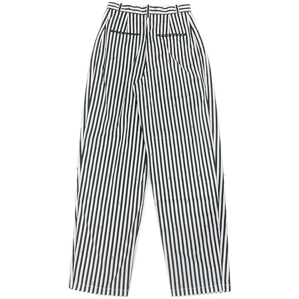 CHANEL Coco Beach Striped Pants Size 34 Black/WhiteP76233 Cotton 97% Polyurethane 3%
