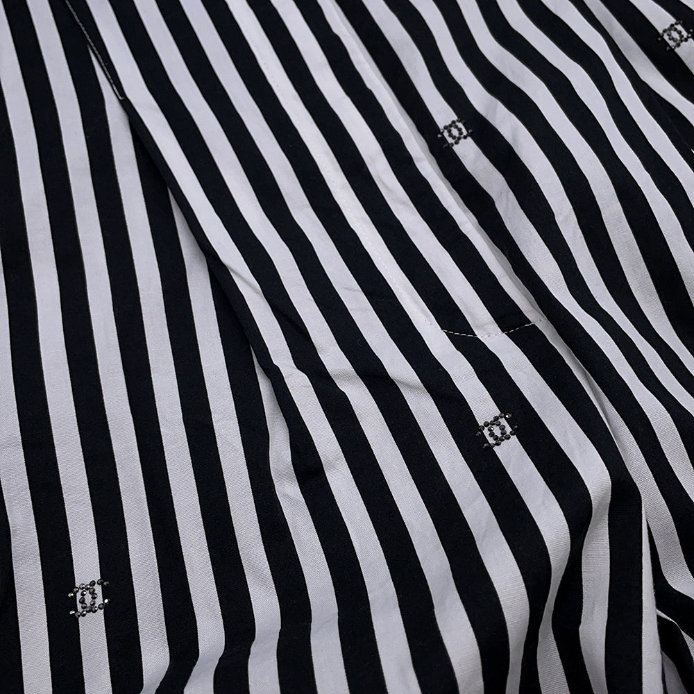 CHANEL Coco Beach Striped Pants Size 34 Black/WhiteP76233 Cotton 97% Polyurethane 3%