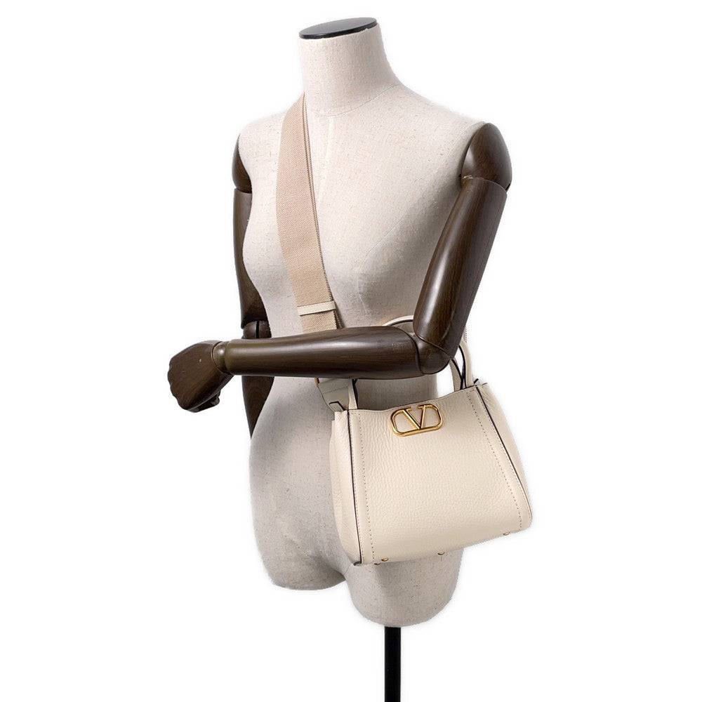 Valentino Garavani All Time 2WAY Handbag Ivory5W2B0Q26IMZ Grained Calf Leather Size Small