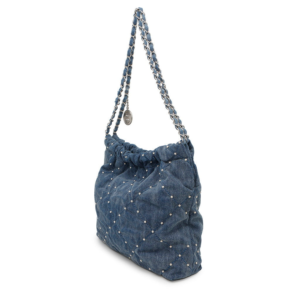CHANEL CHANEL 22 Matelasse ChainShoulder Bag BlueAS3260 Denim Size Small