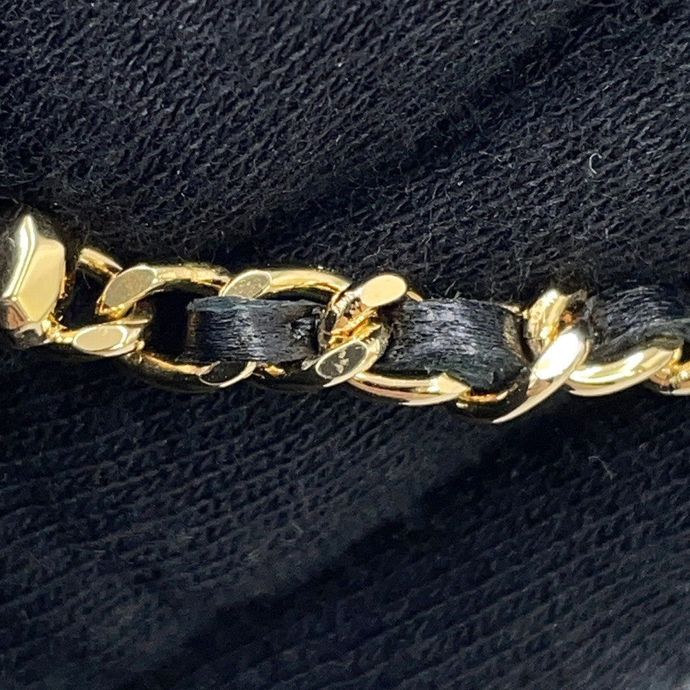 CHANEL CC Logo Flower Motif Necklace ChokerABB327 Rhinestone Metal Lambskin