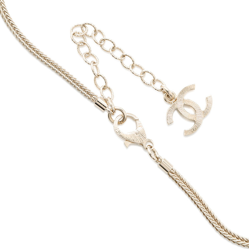 CHANEL CC Logo Necklace ChokerABE544 Rhinestone Gold Plated