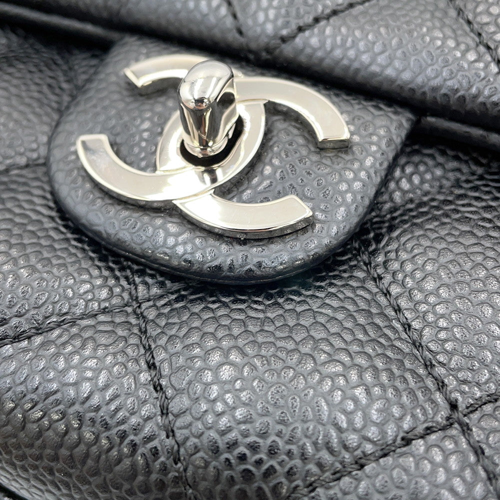 CHANEL Matelasse Handbag Black Caviar Leather Size 25
