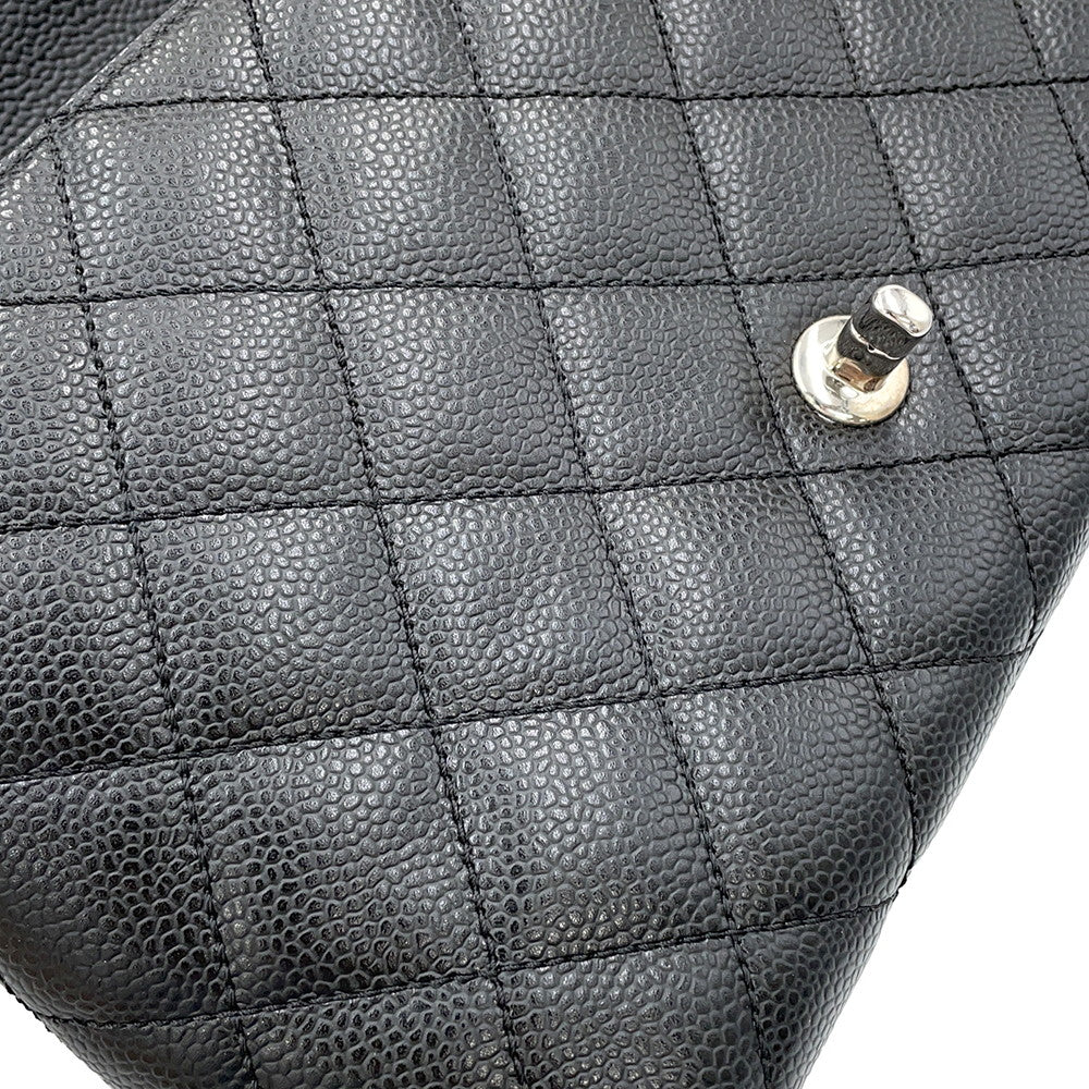 CHANEL Matelasse Handbag Black Caviar Leather Size 25