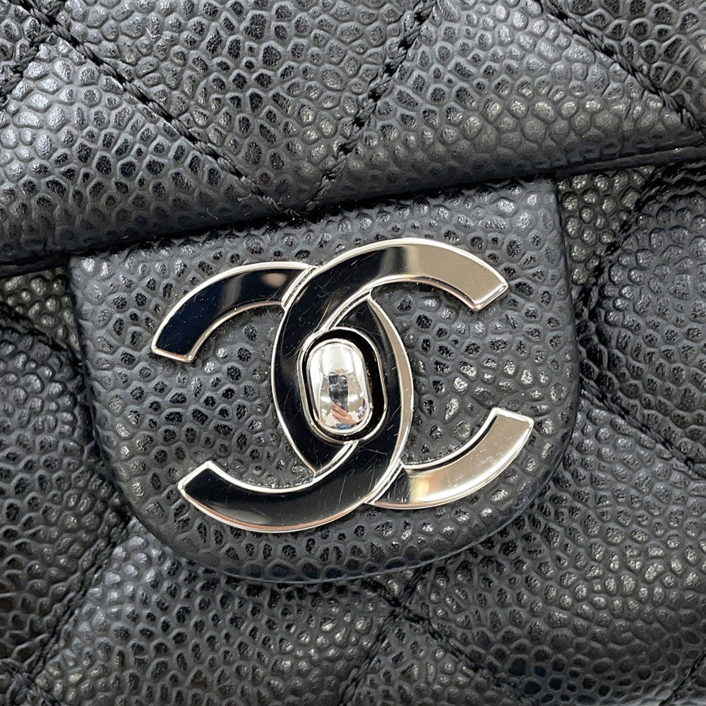 CHANEL Matelasse Handbag Black Caviar Leather Size 25