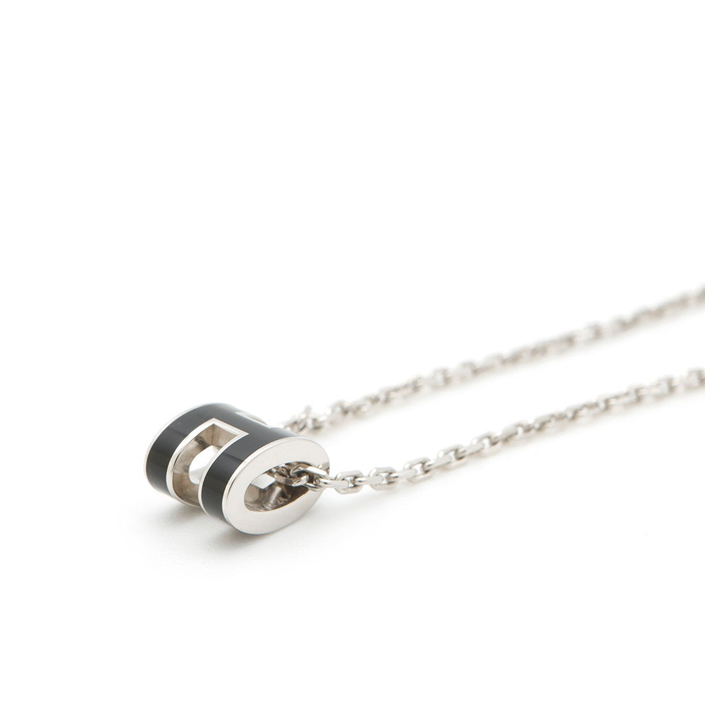 HERMES Pop Ash Necklace Size Mini Black Metal Lacquer