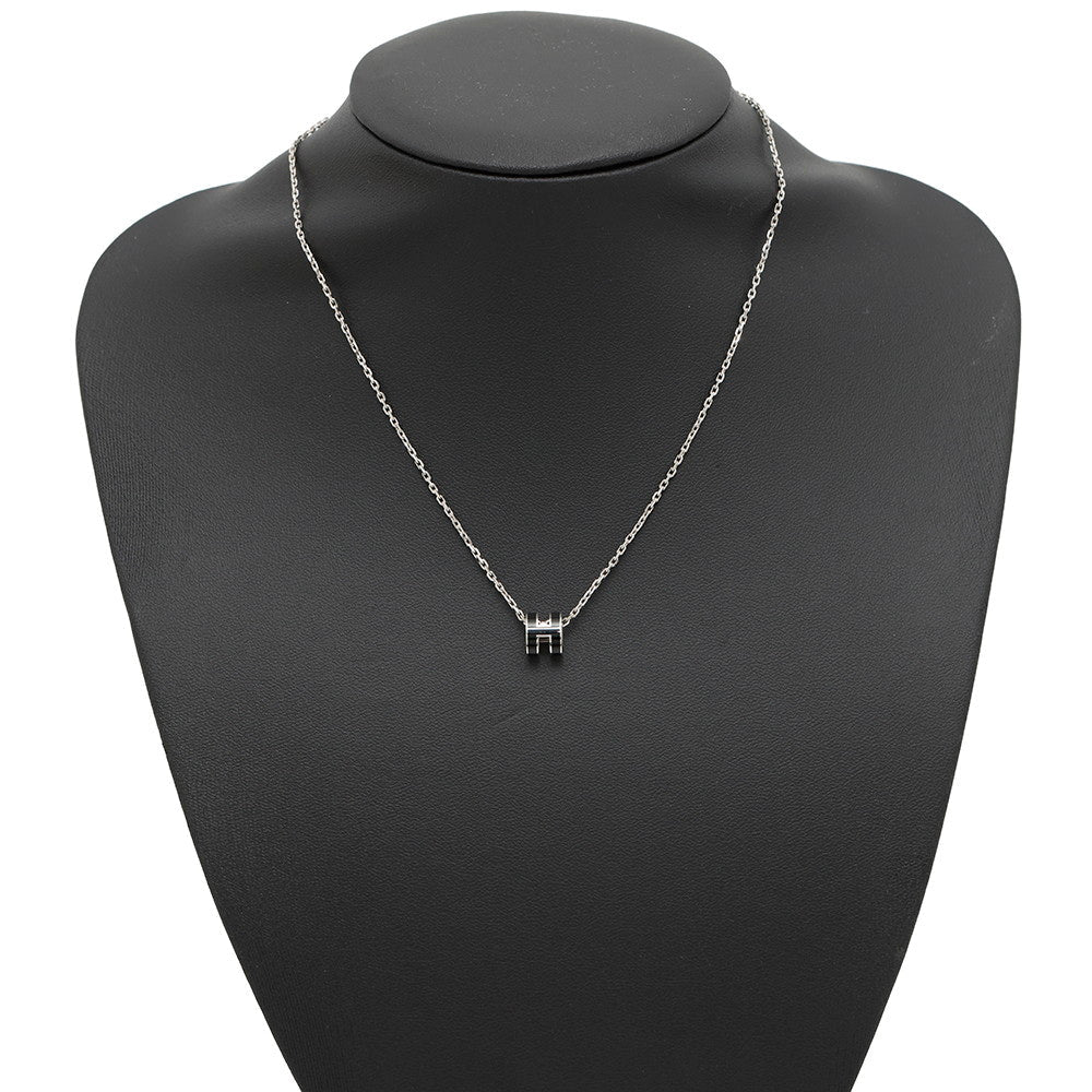 HERMES Pop Ash Necklace Size Mini Black Metal Lacquer