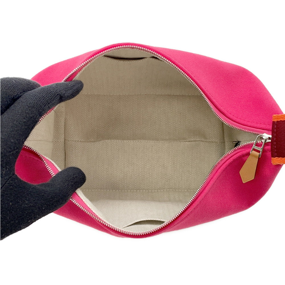 HERMES Brid a Black Hibiscus Canvas Size PM