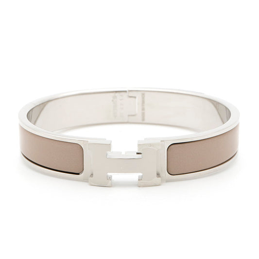 HERMES Clic H Size PM Beige Metal Enamel