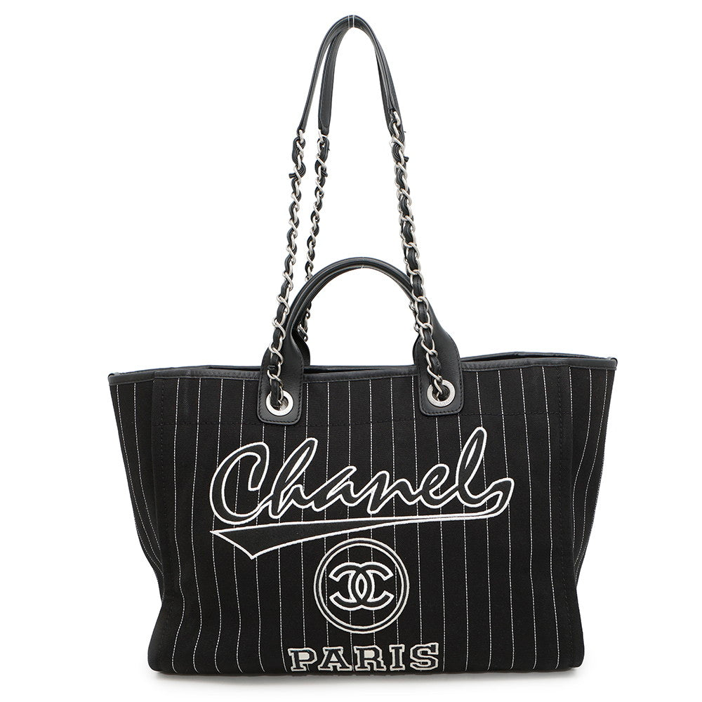 CHANEL Deauville 2WAY ChainTote Bag Black/WhiteA66941 Canvas Leather Size MM