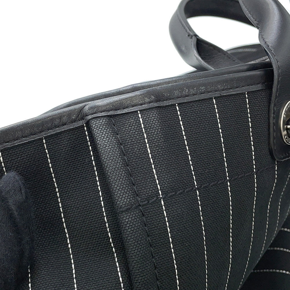 CHANEL Deauville 2WAY ChainTote Bag Black/WhiteA66941 Canvas Leather Size MM