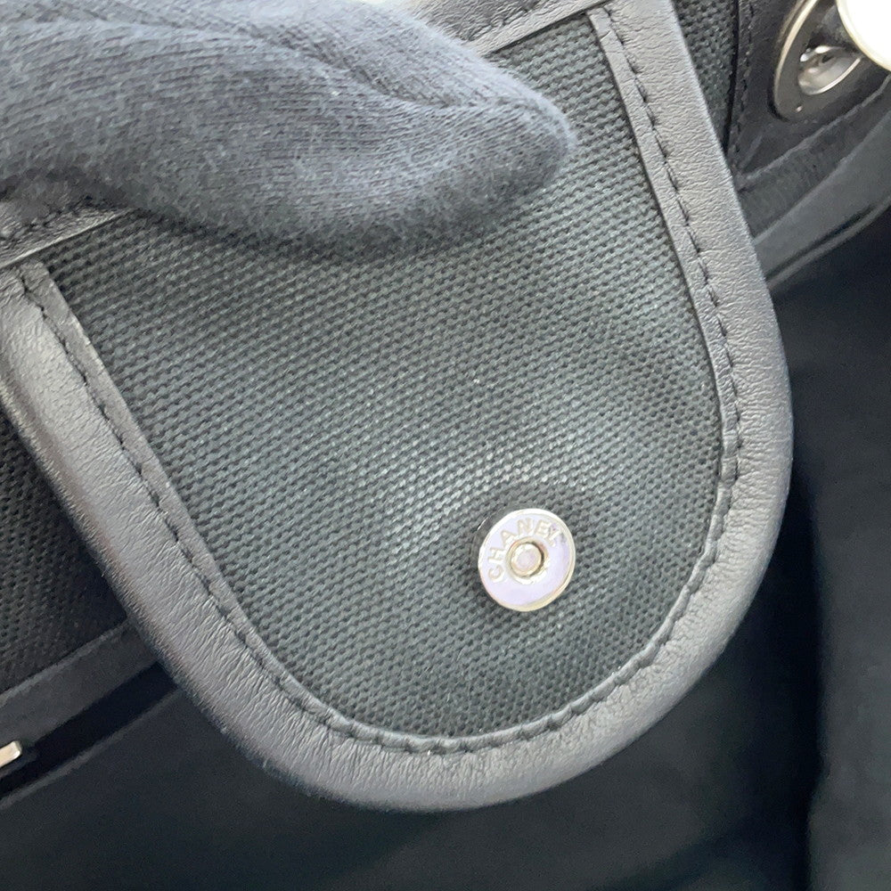 CHANEL Deauville 2WAY ChainTote Bag Black/WhiteA66941 Canvas Leather Size MM