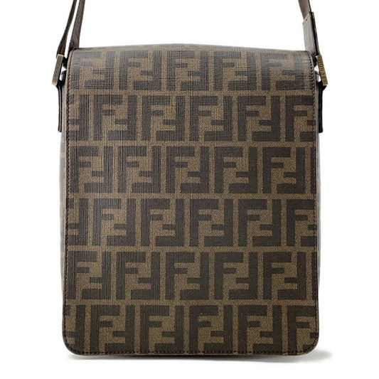 FENDI Zucca flap messenger bag Brown7VA215 PVC