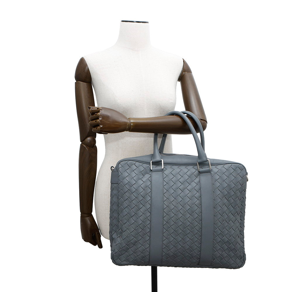 Bottega Veneta INTRECCIATO 2WAY Business Bag Gray Leather