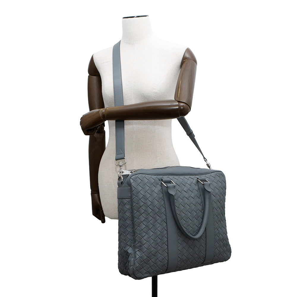 Bottega Veneta INTRECCIATO 2WAY Business Bag Gray Leather