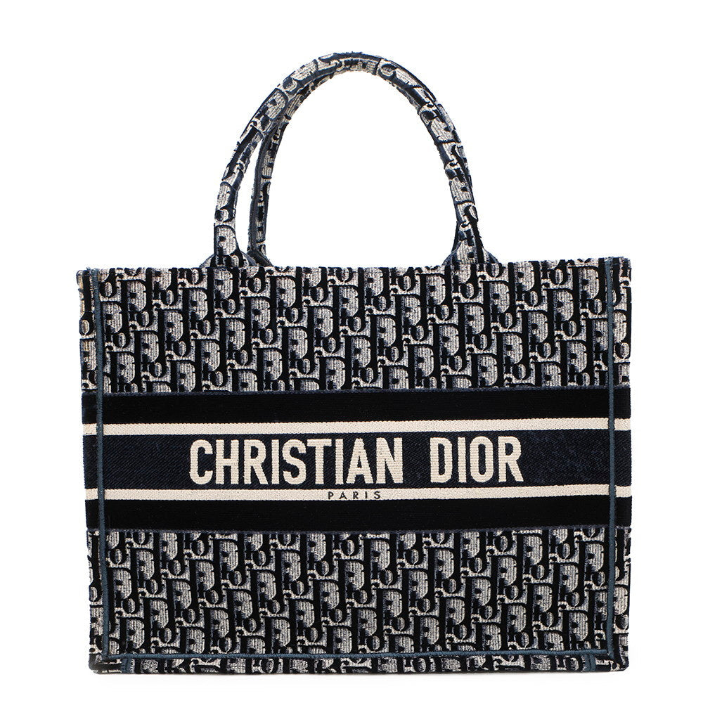 Dior Book tote Navy Canvas Velour Size Medium