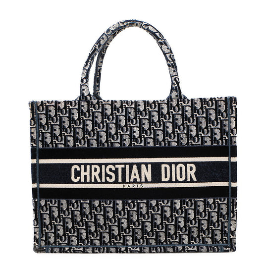 Dior Book tote Navy Canvas Velour Size Medium