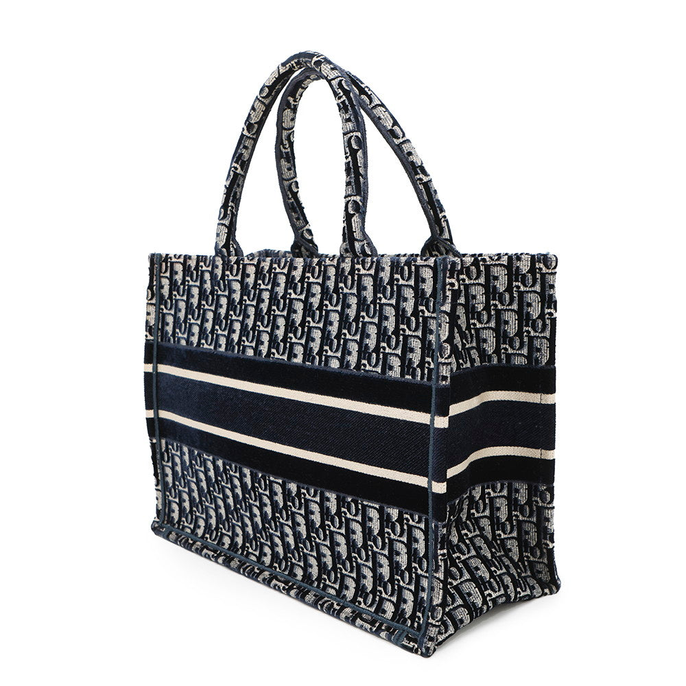 Dior Book tote Navy Canvas Velour Size Medium