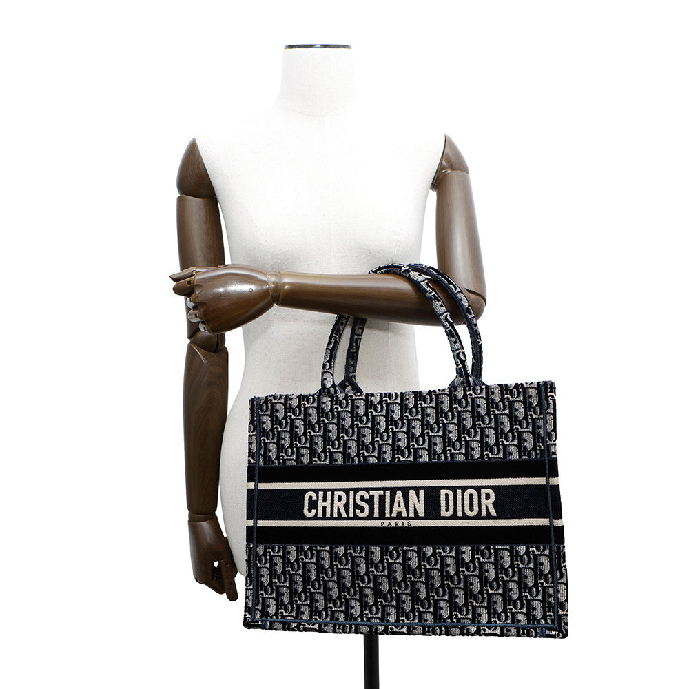 Dior Book tote Navy Canvas Velour Size Medium