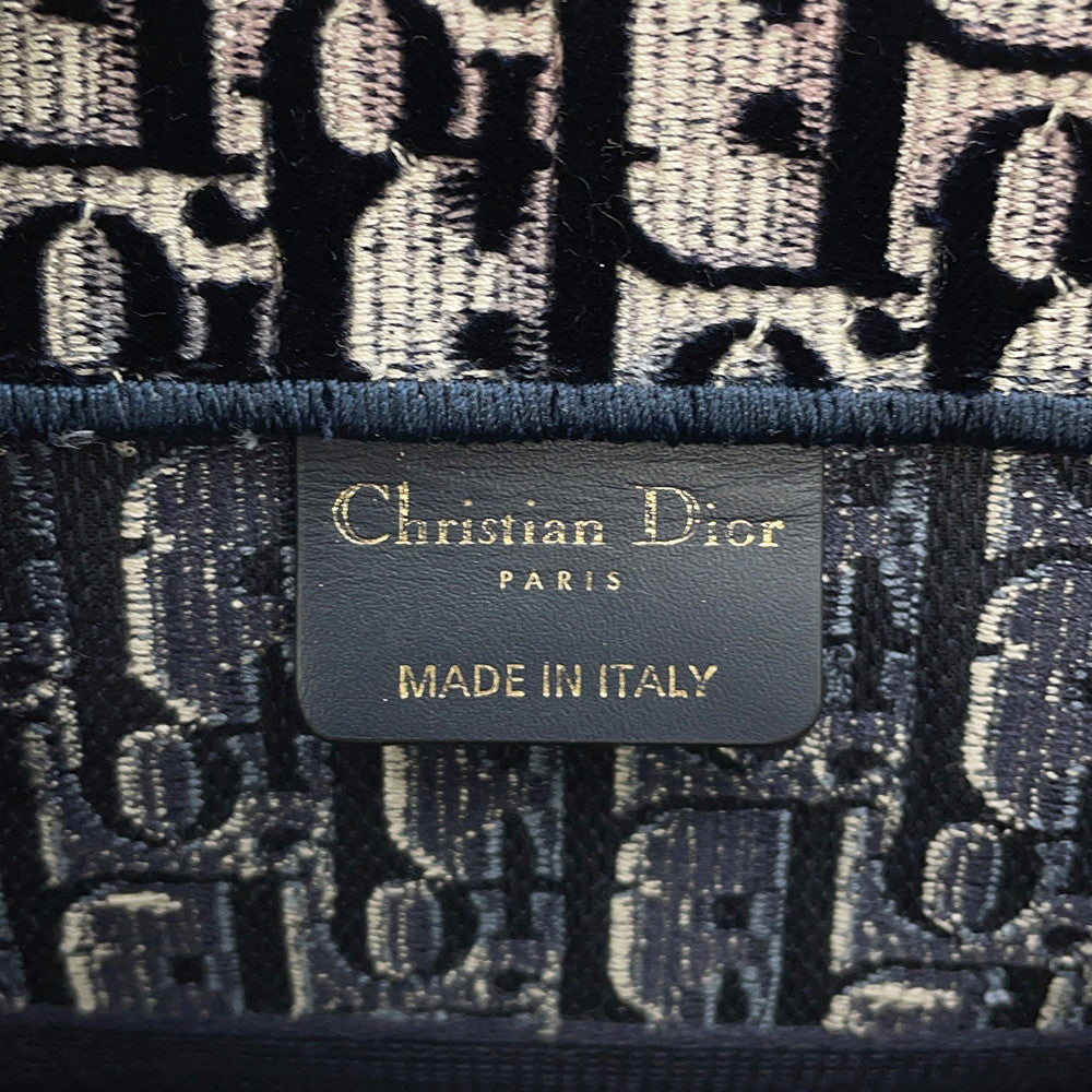 Dior Book tote Navy Canvas Velour Size Medium