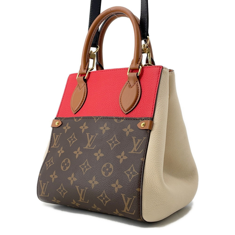 LOUIS VUITTON Fold tote Cerise/Cream/BrownM45389 Monogram Calf Leather Size PM