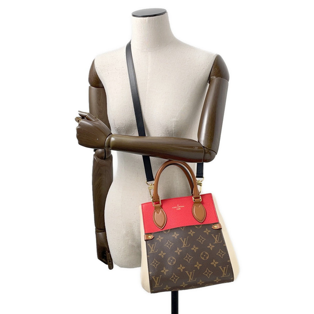 LOUIS VUITTON Fold tote Cerise/Cream/BrownM45389 Monogram Calf Leather Size PM