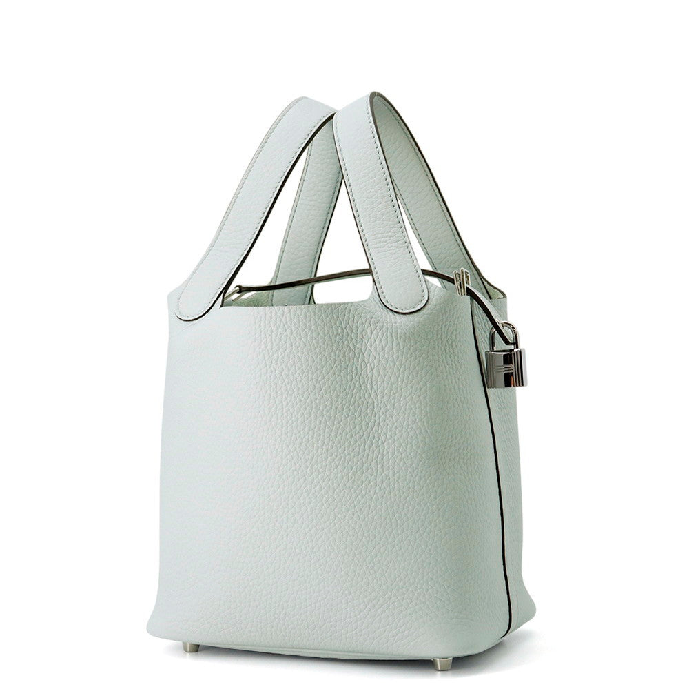 HERMES Picotin Lock Blue Pale Taurillon Clemence Size PM