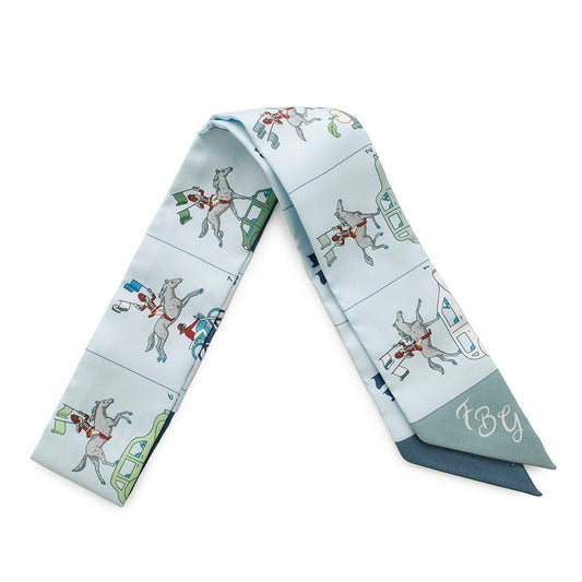 HERMES Twilly HERMES Parade Hermes Parade Blue Gacier/Vert Amond/Gold Silk100%