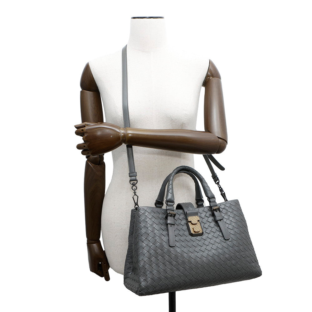 Bottega Veneta INTRECCIATO Roma 2WAYBag Gray489509 Leather Size Small