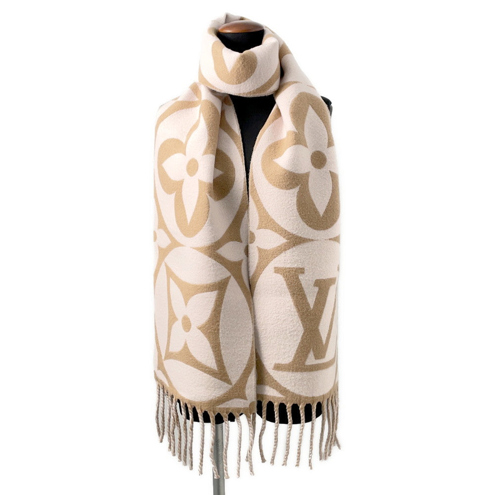 LOUIS VUITTON Flight Mode Scarf LV Medallion BeigeRoseM79213 Wool 100%