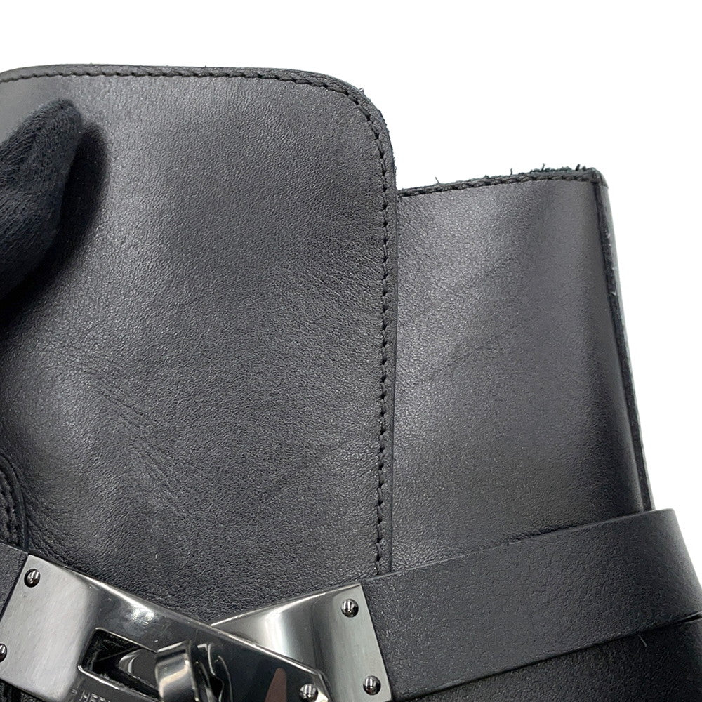 HERMES Short Boots Fortune BlackH222979Z Calf Leather Size Chronomat 44