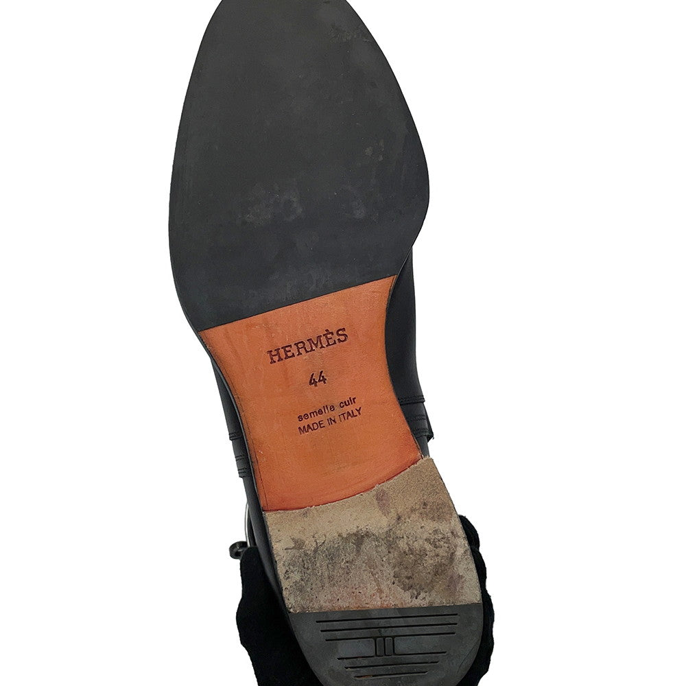 HERMES Short Boots Fortune BlackH222979Z Calf Leather Size Chronomat 44