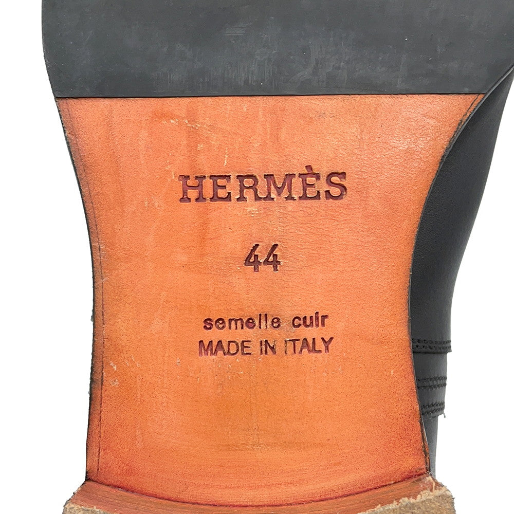 HERMES Short Boots Fortune BlackH222979Z Calf Leather Size Chronomat 44