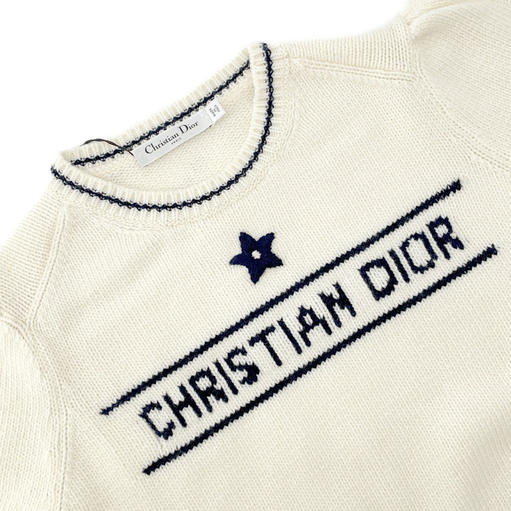 Dior Short Sleeve Knit Size 42 White154S09AM305 Wool 70% Cashmere30%