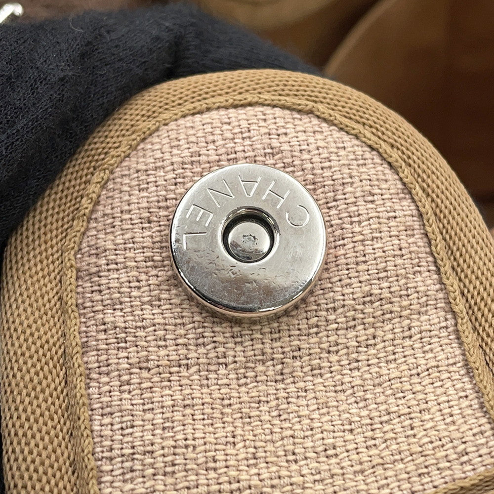 CHANEL Deauville ChainTote Bag BeigeA67001 Canvas Leather Size MM