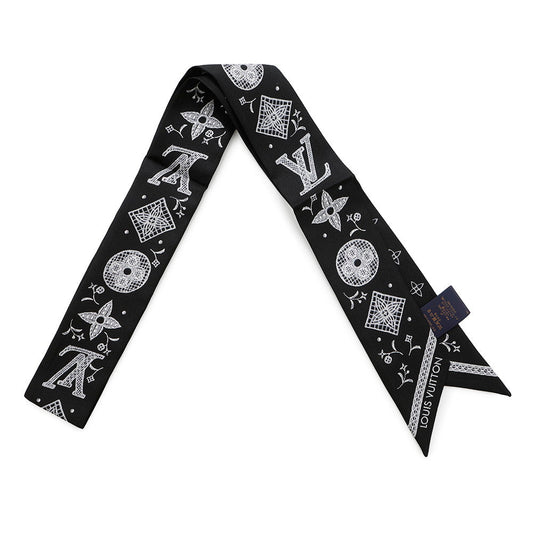 LOUIS VUITTON Bandeau BB Monogram Romance White/BlackM96876 Silk100%