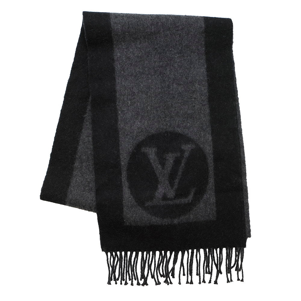 LOUIS VUITTON Echarpe cardiff NoirM72202 Wool 75% Angola 25%