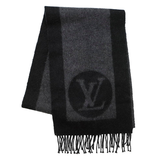 LOUIS VUITTON Echarpe cardiff NoirM72202 Wool 75% Angola 25%