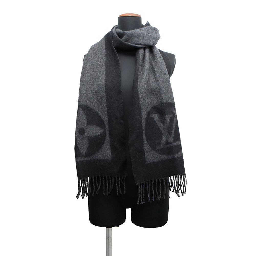 LOUIS VUITTON Echarpe cardiff NoirM72202 Wool 75% Angola 25%