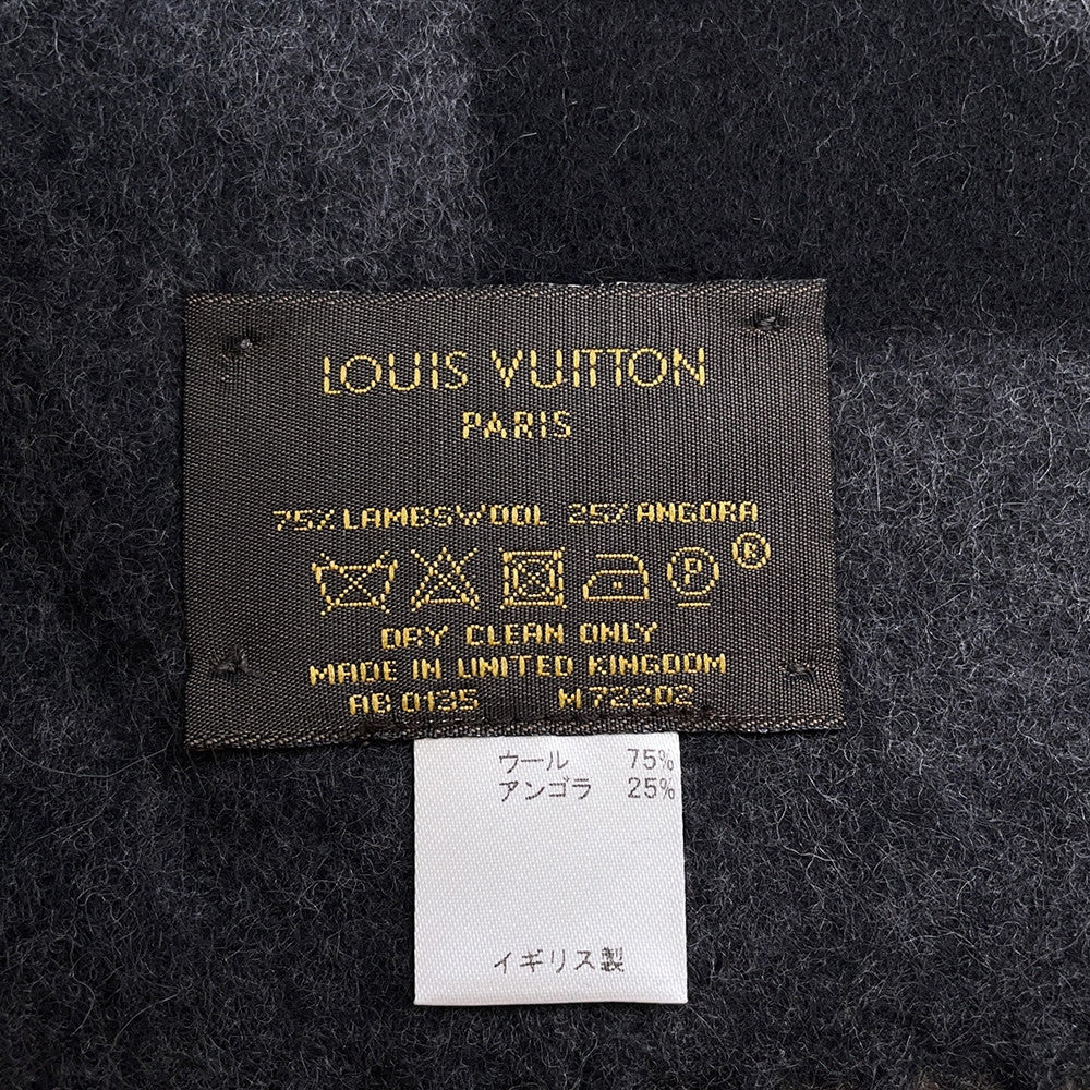 LOUIS VUITTON Echarpe cardiff NoirM72202 Wool 75% Angola 25%
