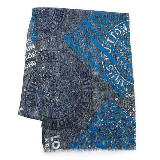 LOUIS VUITTON Stole Stole Denim Stamps Navy/Blue/WhiteM78539 Cotton67% Hemp33%