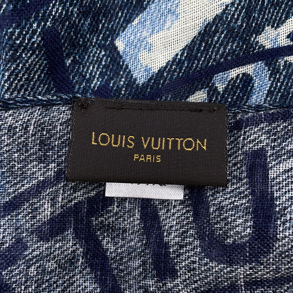 LOUIS VUITTON Stole Stole Denim Stamps Navy/Blue/WhiteM78539 Cotton67% Hemp33%