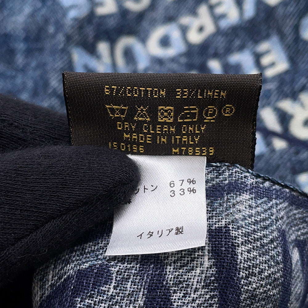 LOUIS VUITTON Stole Stole Denim Stamps Navy/Blue/WhiteM78539 Cotton67% Hemp33%